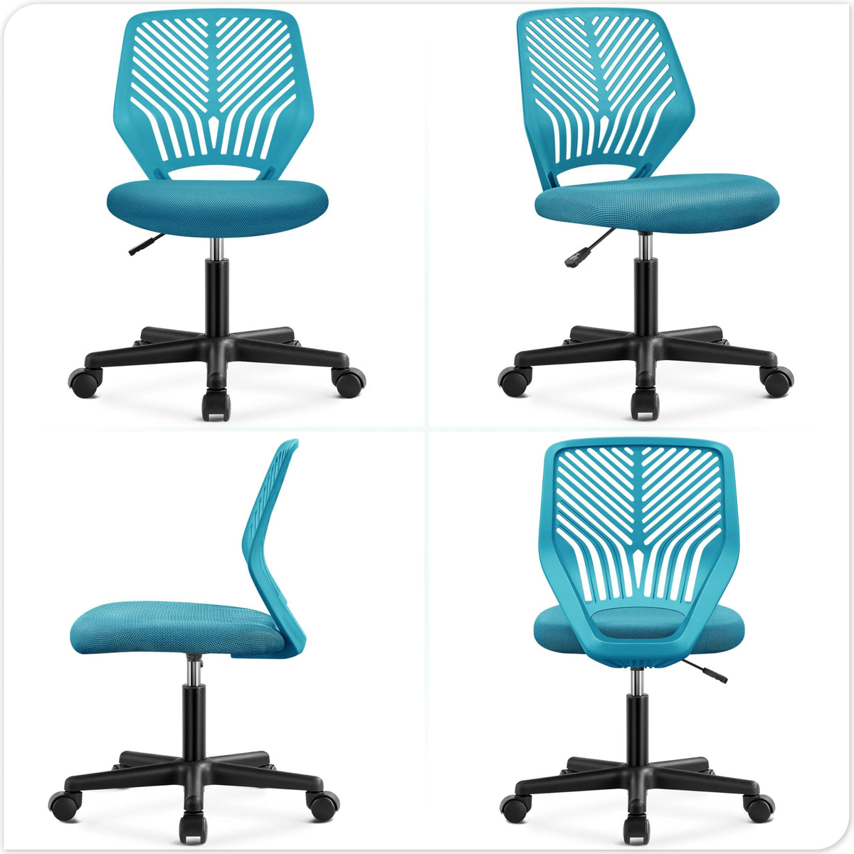 Yaheetech Small Desk Chair, Armless Adjustable Swivel Seat, Green