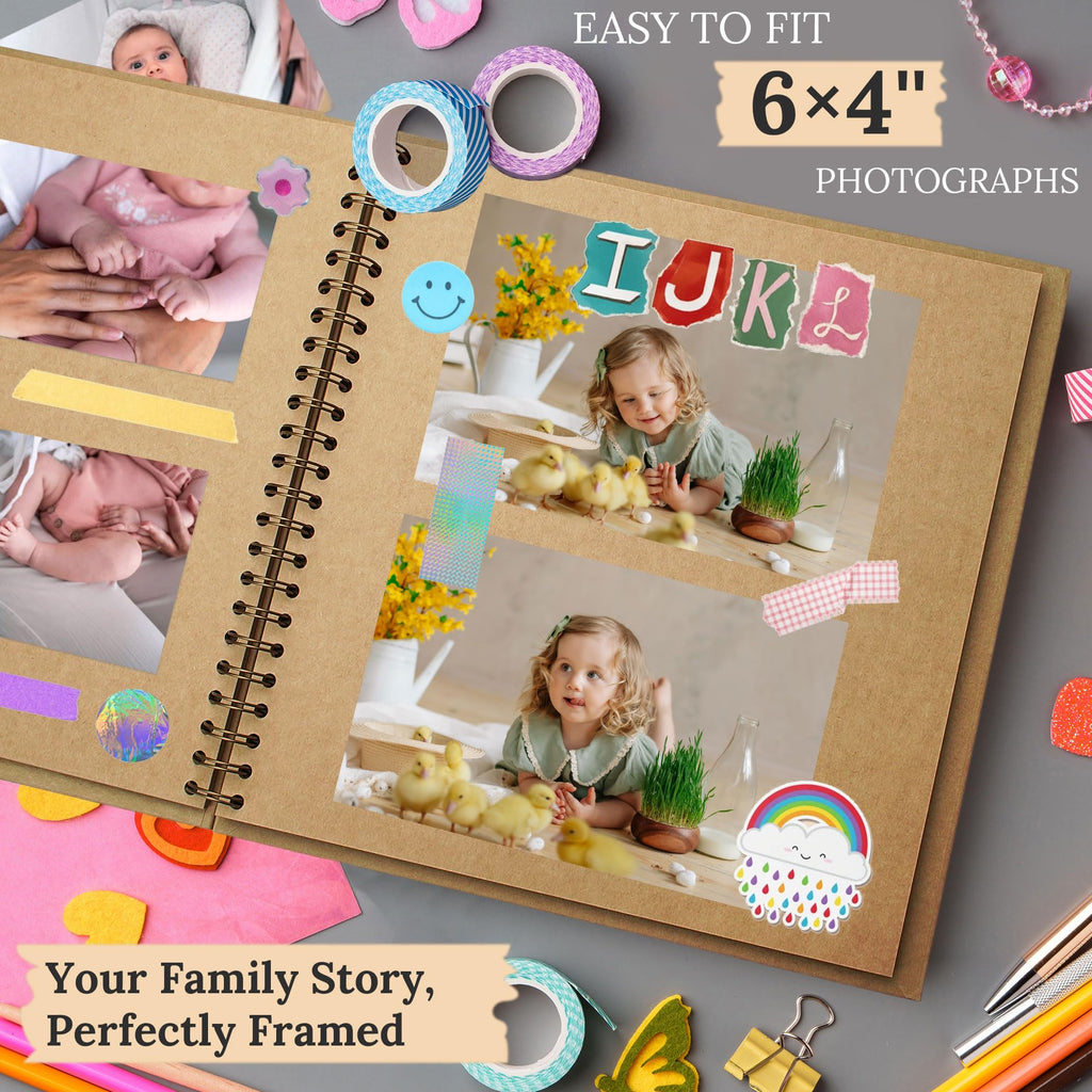 Polaroid Scrapbook Photo Album 7"x7" 20 Sheets 40 Pages Kraft Paper Khaki