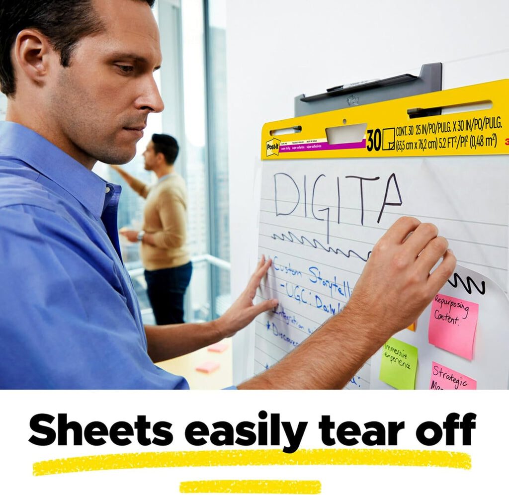 Post-it Super Sticky Easel Pad, 25 x 30 in, White Lined, 2 Pads