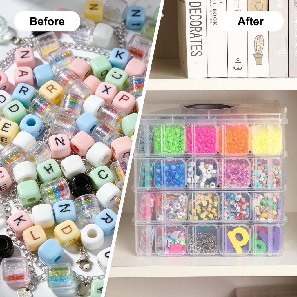 Bead Organizer 3 Tier 30 grid Stackable Craft Tackle Storage Container