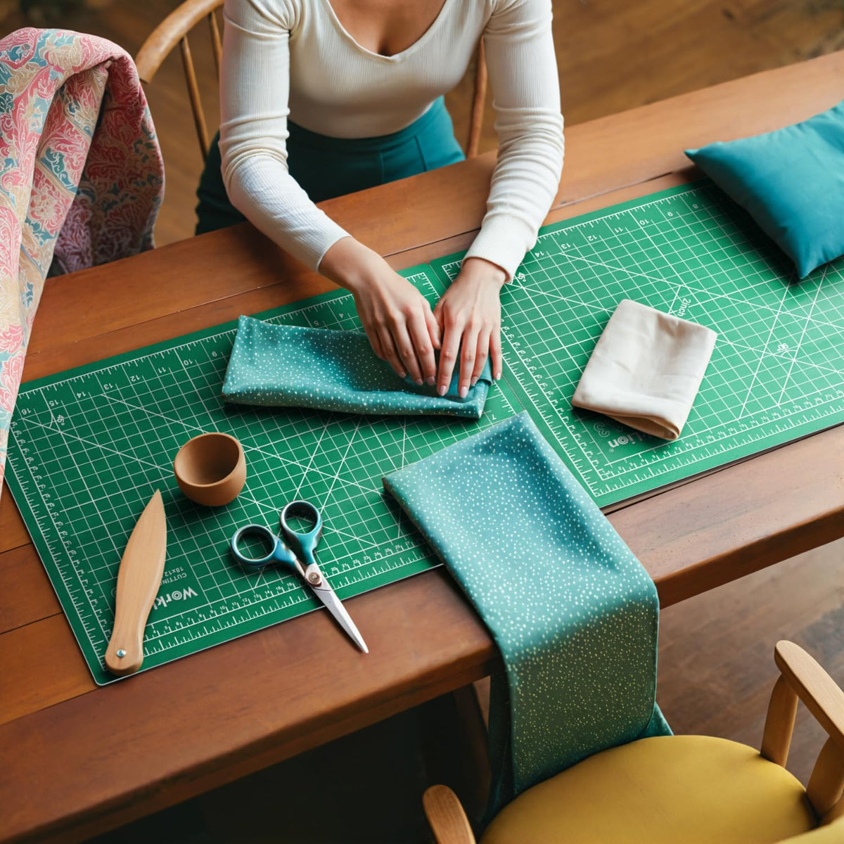 WORKLION 12" x 18" Art Self Healing PVC Cutting Mat, Double Sided, Gridded Rotary Cutting Board for Craft, Fabric, Quilting, Sewing, Scrapbooking Project……
