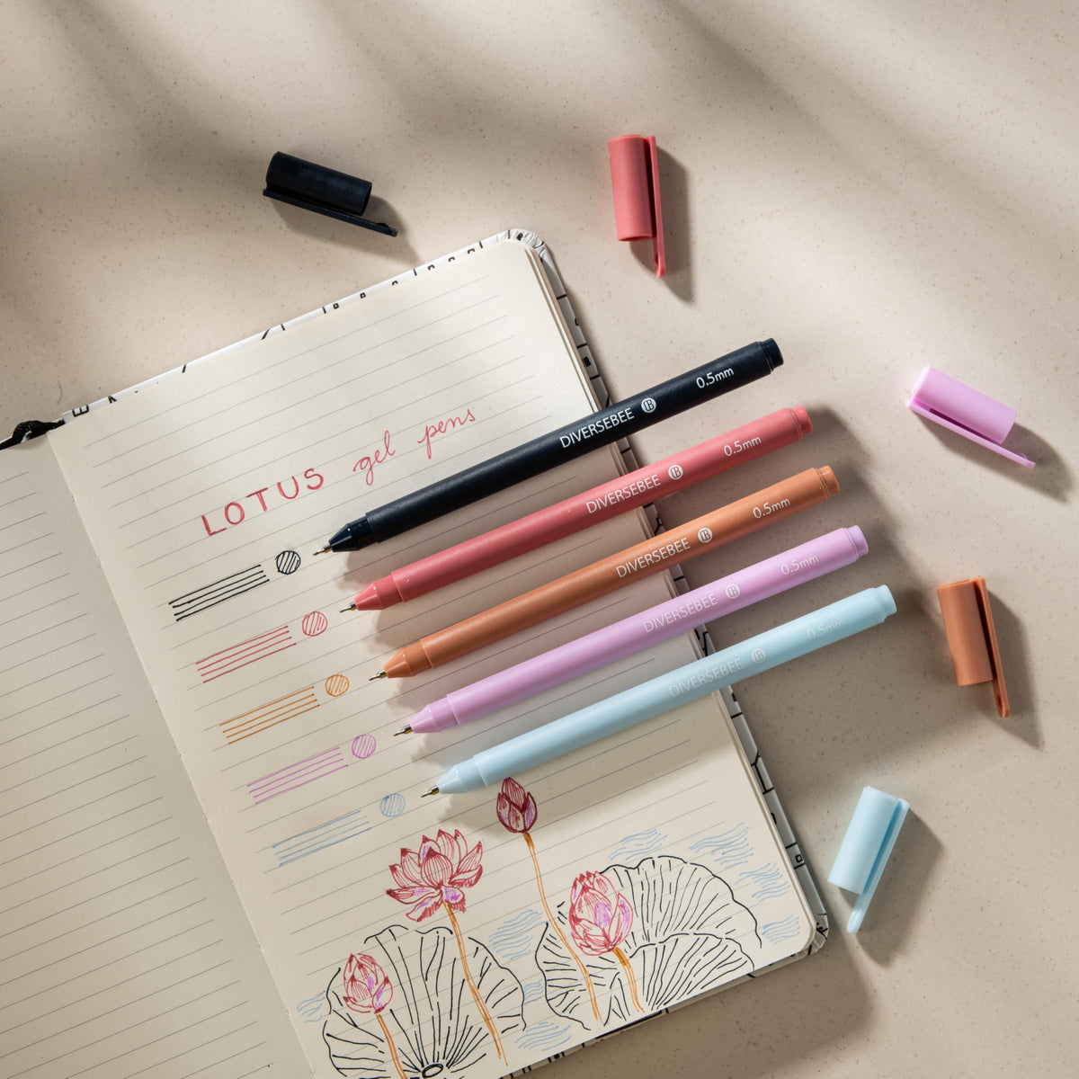 DIVERSEBEE Black Gel Ink Pens, 0.5 mm Gel Pens Fine Point