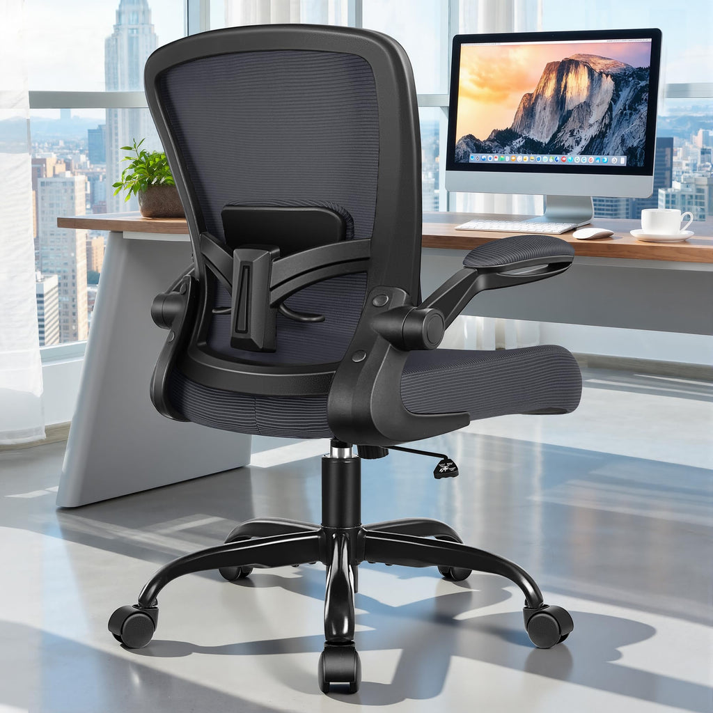 FelixKing Office Chair, Ergonomic Desk Chair Breathable Mesh Chairs Adjustable High Back Lumbar Support Flip-up Armrests, Executive Rolling Swivel Comfy Computer Chairs Home Office Black