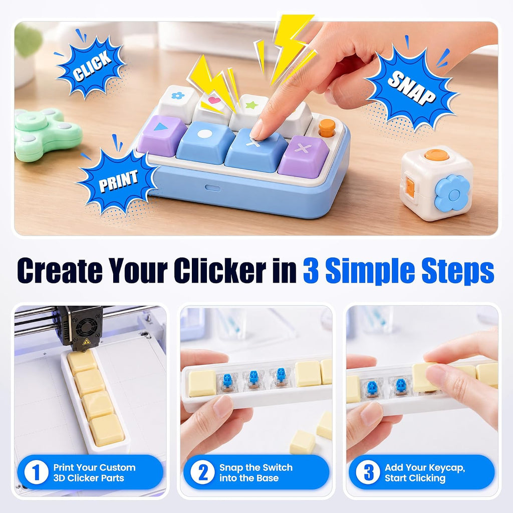 50PCS Keyboard Clickers for 3D Prints, Blue Mechanical Keyboard Switches