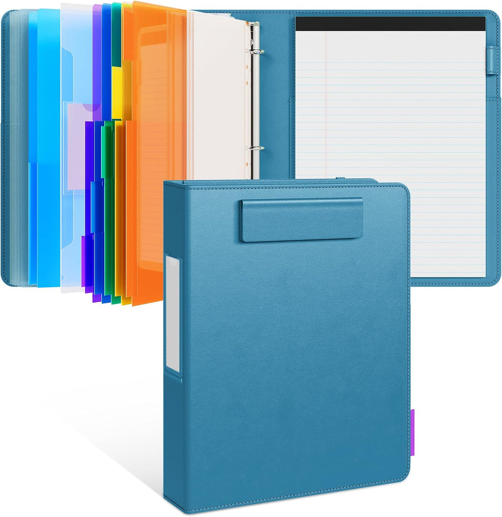 JoyCat 3 Ring Binder Clipboard with Storage, 5 Folders, Dark Blue