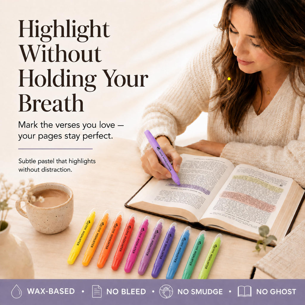 10 Pack Bible Safe Highlighters - Pastel Color, Wax Highlighters