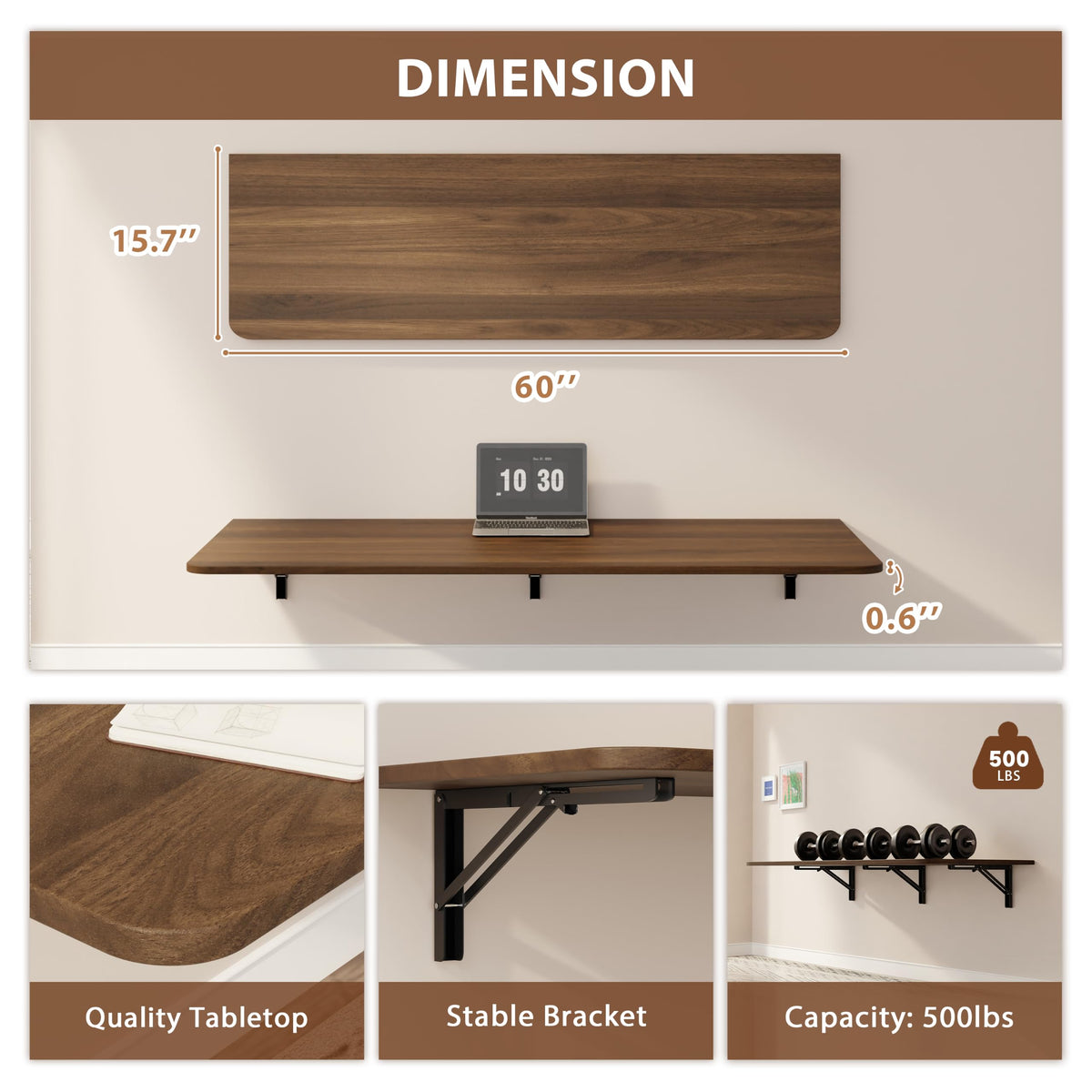 Dogsky Wall Mounted Folding Table 24x15.7 in - 100LB Capacity