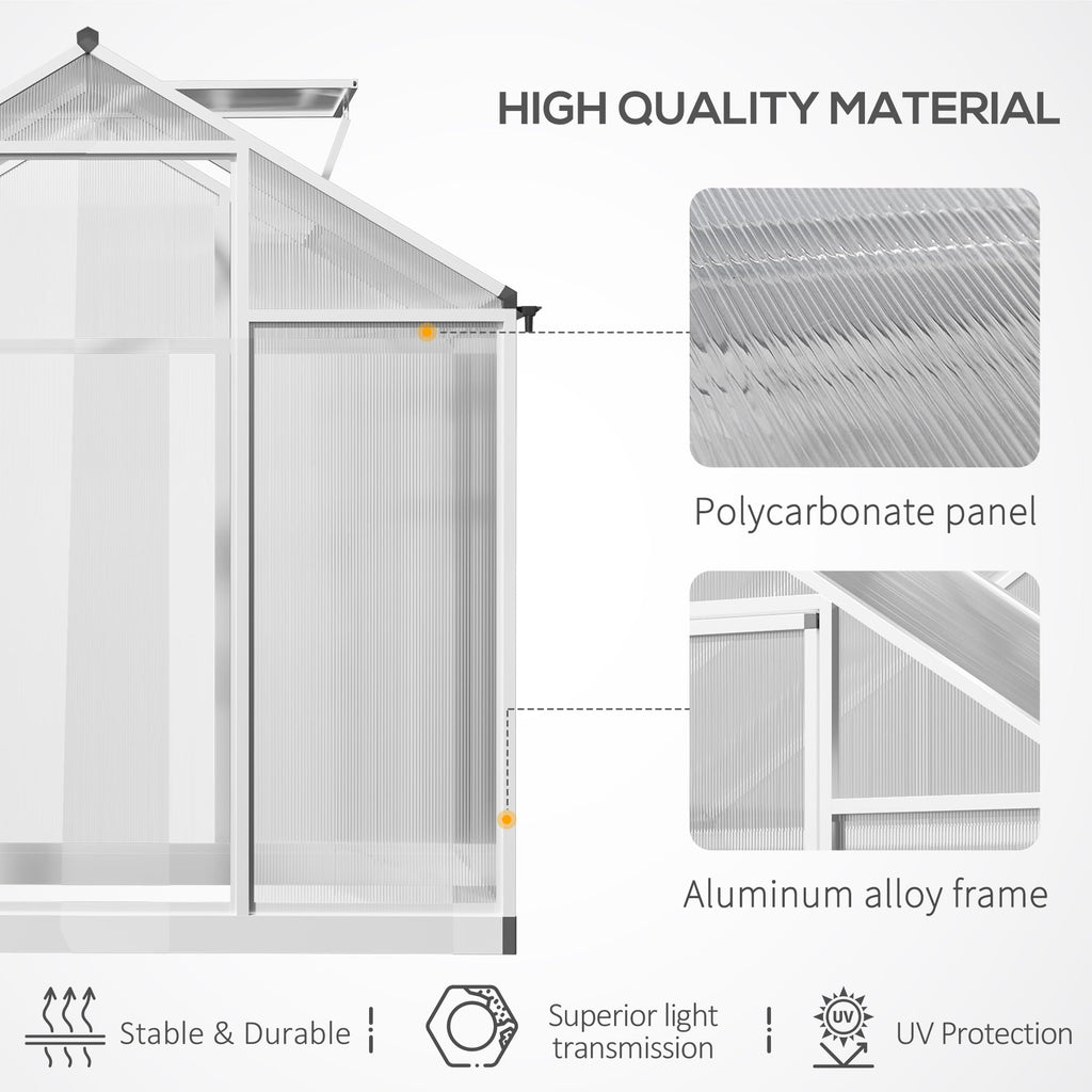 Outsunny Polycarbonate Greenhouse, Up to 60 Sq Ft (4 ft × 6 ft to 10 ft × 6 ft)