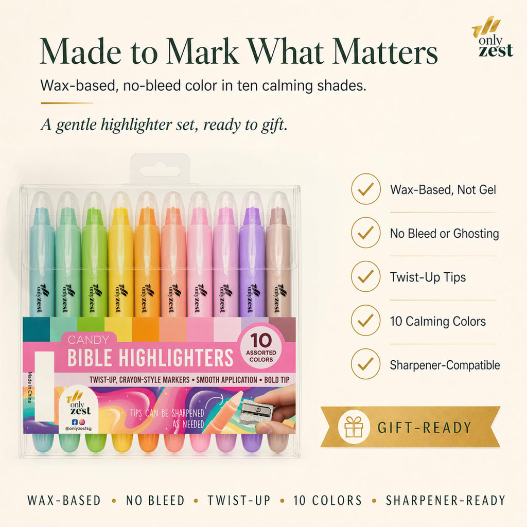 10 Pack Bible Safe Highlighters - Pastel Color, Wax Highlighters