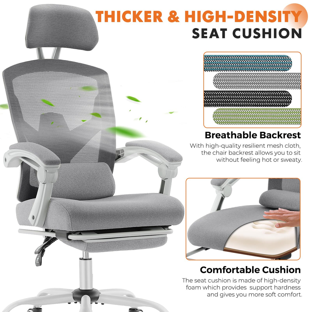 Sweetcrispy Ergonomic Office Desk Chair, Swivel Computer Chair