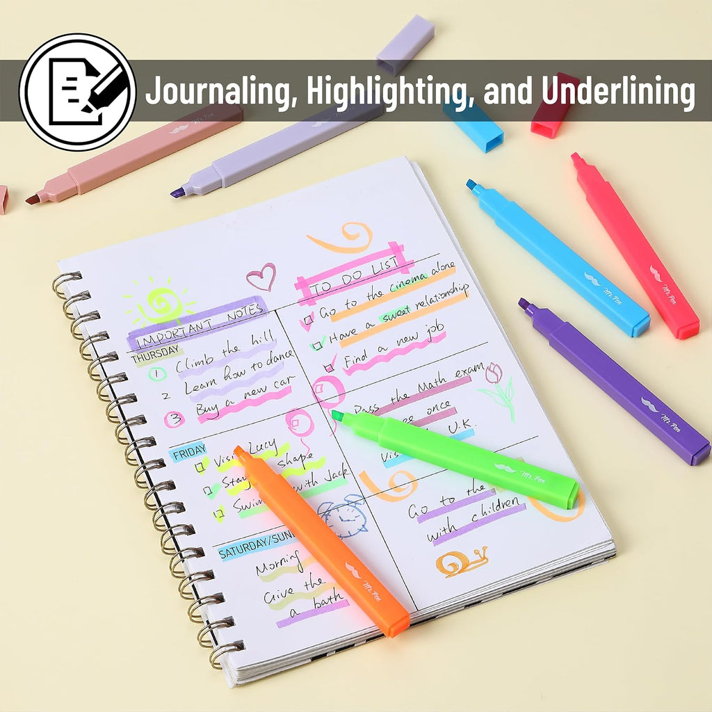 Mr. Pen- Aesthetic Bible Highlighters No Bleed Through Assorted Color