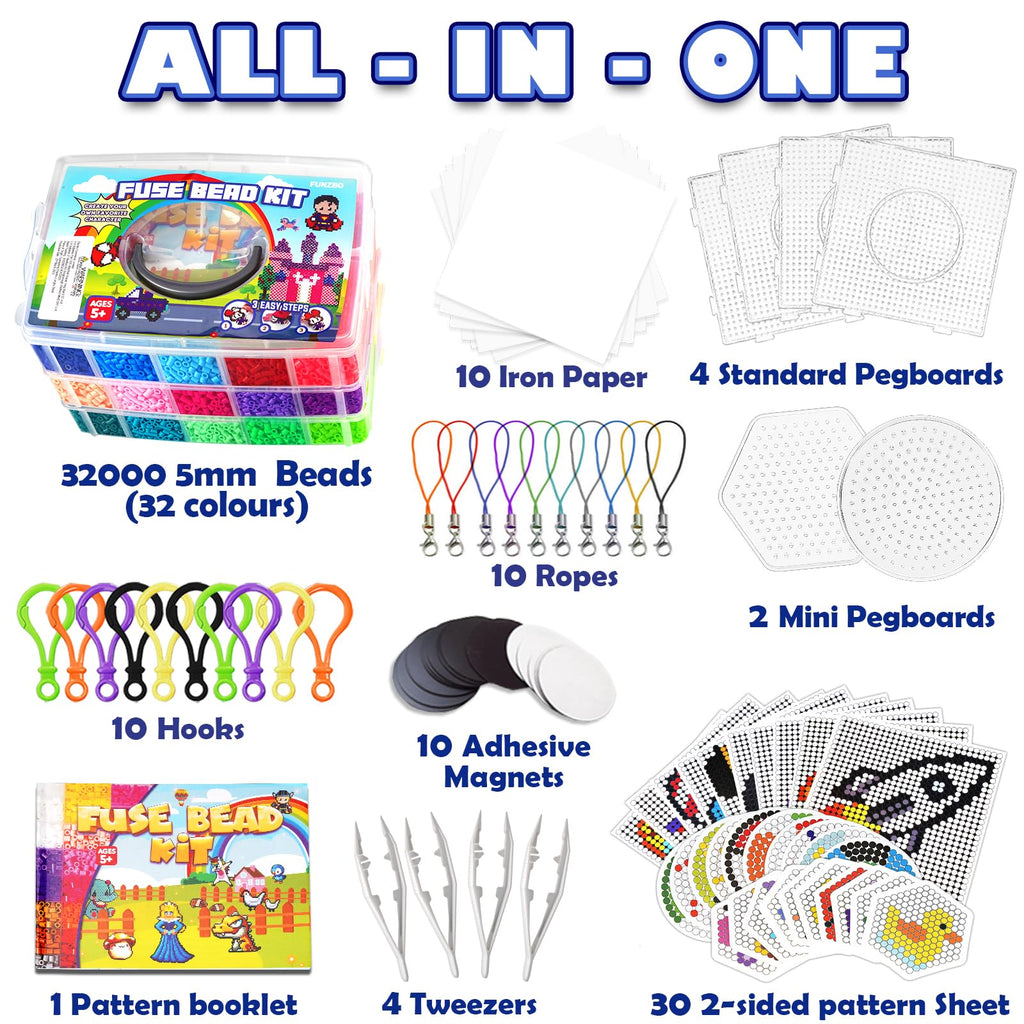 23000 5mm Fuse Beads Kit for Craft Gifts - 22 Colors | 106 Patterns