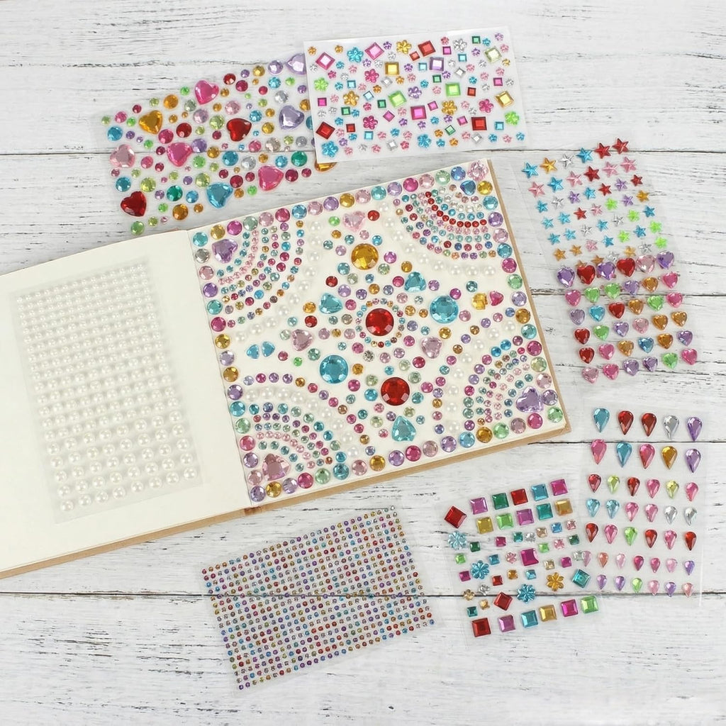 3521 Pieces Self Adhesive Jewels for Crafts, Gems Stickers for Kids, Flat Back Plastic Fake Jewels for Scrapbook Supplies and face gems