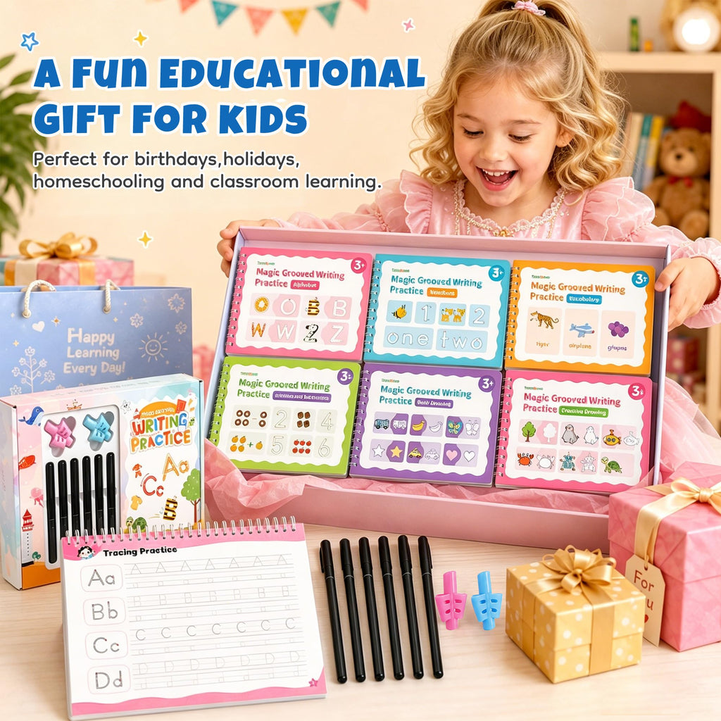 Magic Grooved Writing Practice Books for Kids 3-8