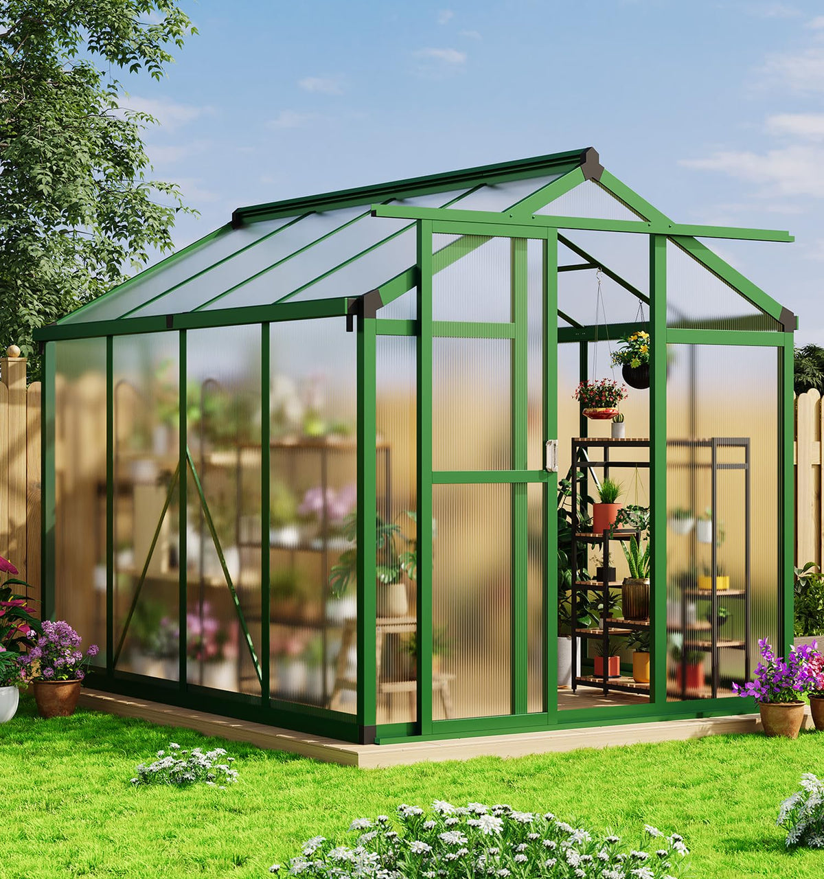 Garvee Aluminum Polycarbonate Greenhouse (6×8 to 8×12 ft)