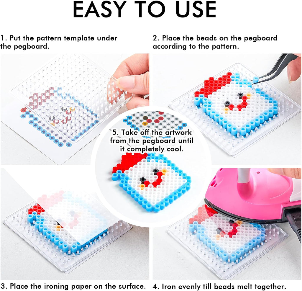 INSCRAFT 2 Buckets of Fuse Beads, 46,000 pcs 5mm Iron Beads for Kids Crafts, 30 Colors with 6 Pegboards, 10 Ironing Paper, 20 Patterns, Gifts for Birthday Christmas, Multicolor Refill Kit