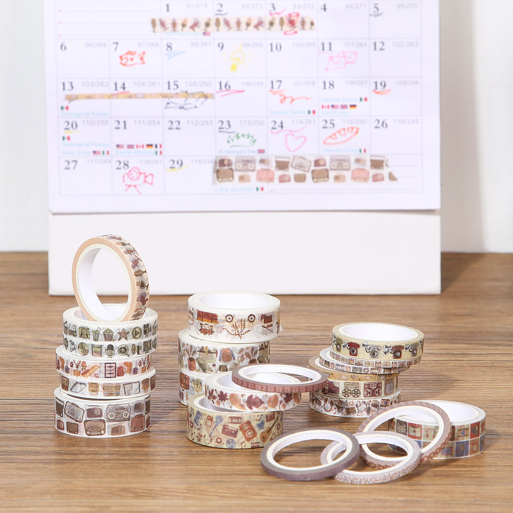 Mr. Pen- Washi Tape Set, 21 Rolls, Assorted Sizes, Floral