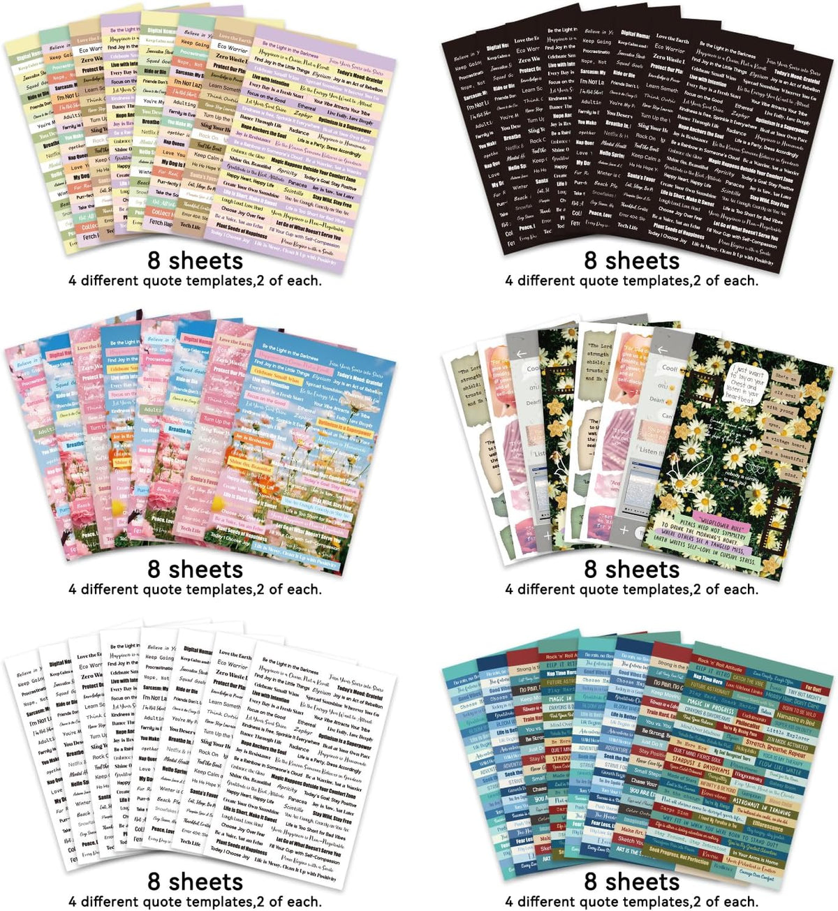 PRSTINCOL 2346PCS Quote Stickers,48 Sheets Scrapbook Supplies Kit Word Stickers for Journaling, Card Making, Vision Board Supplies for Adults Crafting