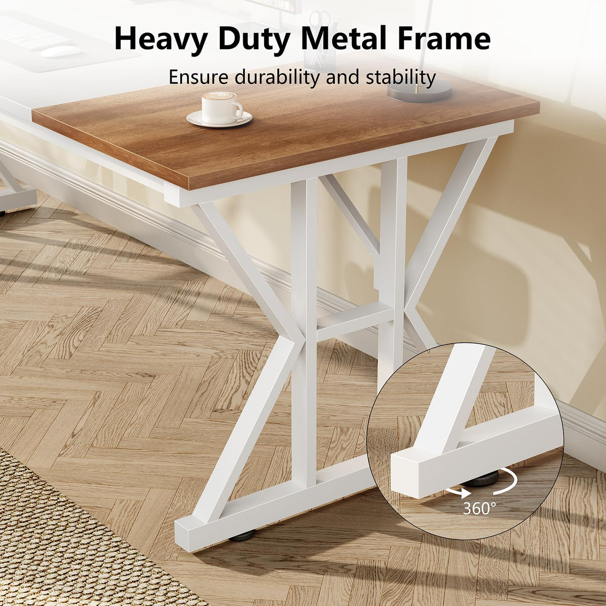 63" Large Computer Desk with Thickened Frame for Home Office, Living Room