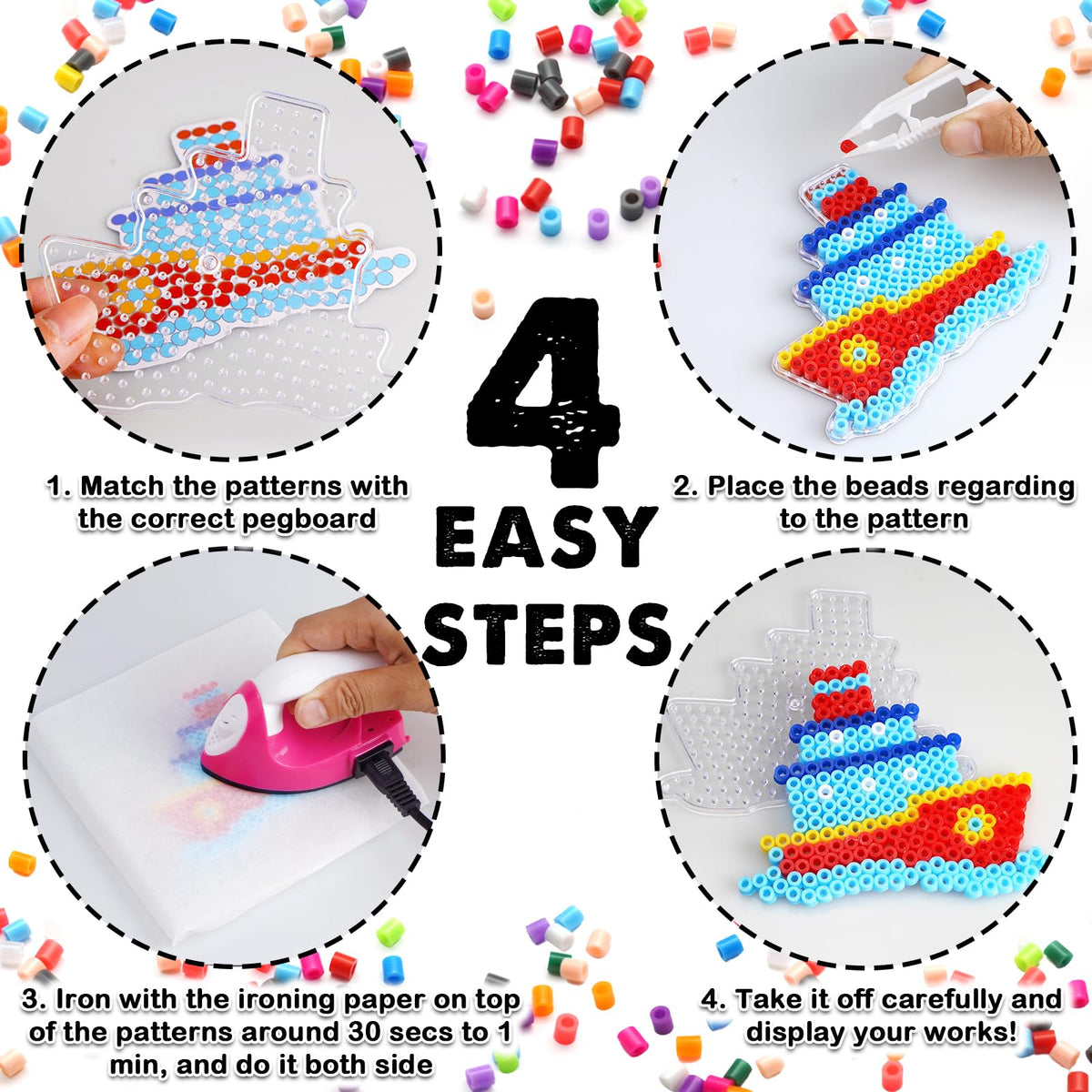 23000 5mm Fuse Beads Kit for Craft Gifts - 22 Colors | 106 Patterns