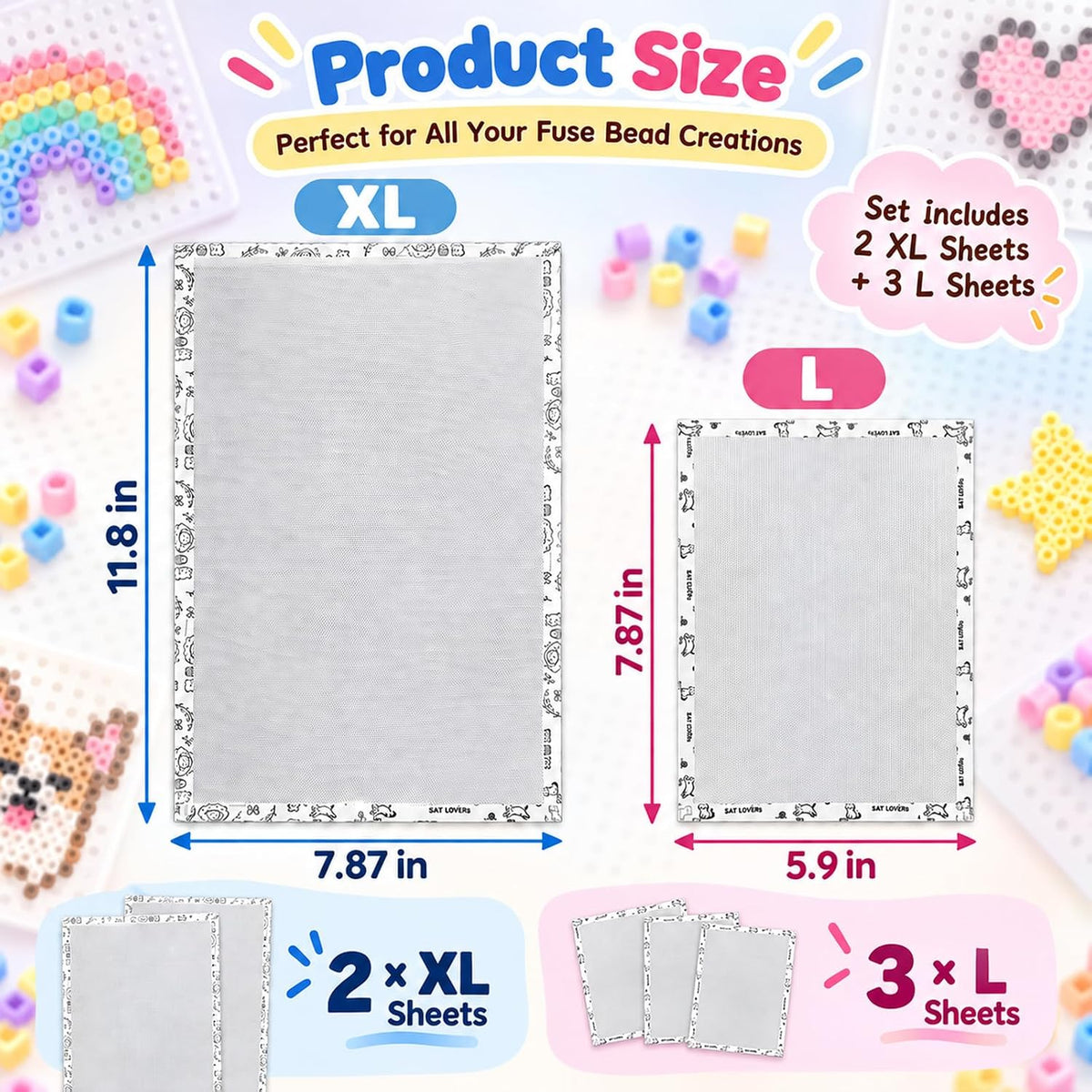 5 Pcs Fuse Bead Ironing Paper, Heat Resistant Melting Sheets for Crafts