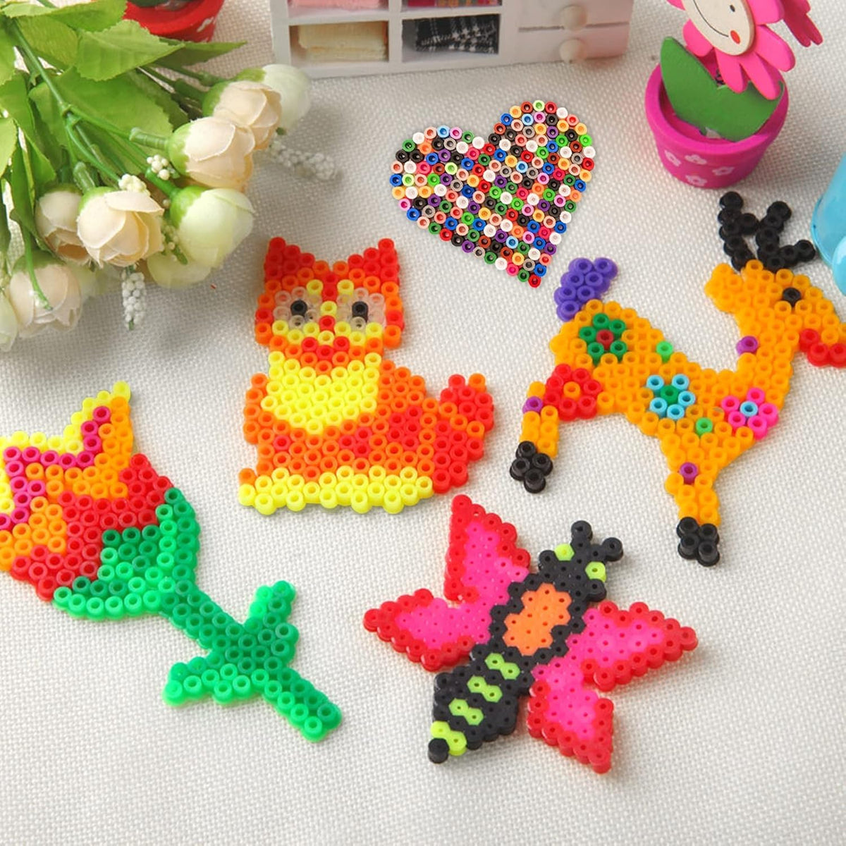 H&W 4PCS 5mm Fuse Beads Boards, Large Clear Pegboards Kits, with Gift 4 Lroning Paper (WA3-Z1)
