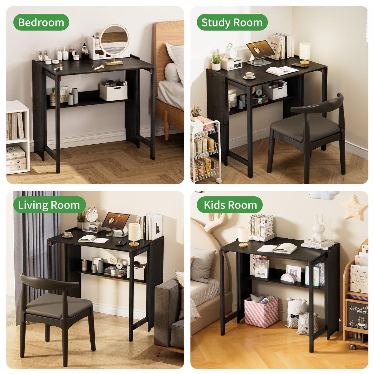 Dezyfurni Bamboo Folding Student Desk with Storage