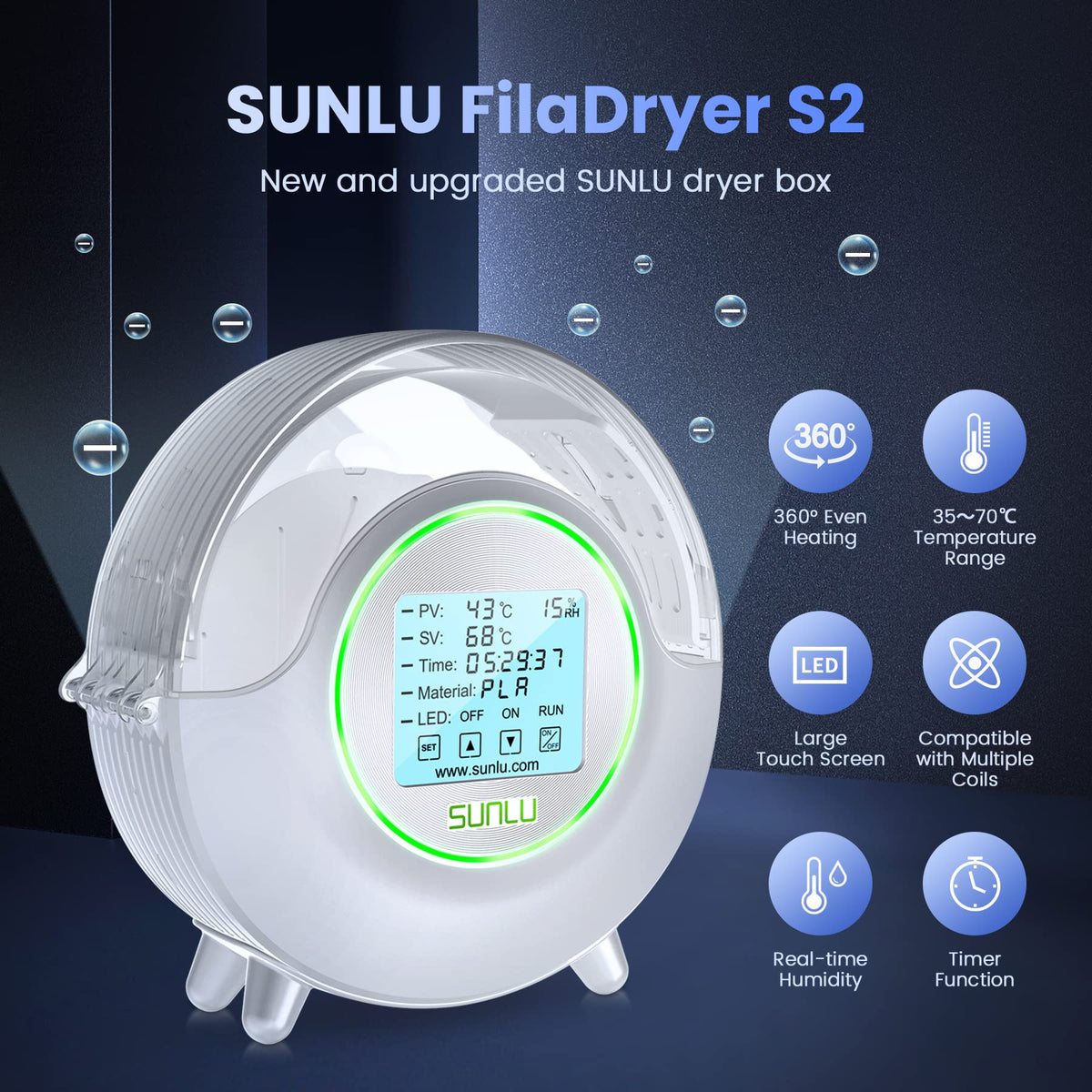 SUNLU S2 Filament Dryer for 3D Printing (Ages 13+)