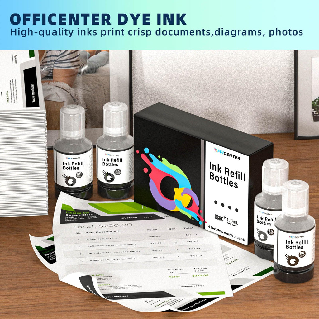 OFFICENTER Compatible Ink Refill Bottles for ET2760 ET-4760 ET2750 ET-3760 ET-2850 ET-15000 ST-4000 ST-2000 ET-3710 ET-3850 ET-3750 ET-4850 ET-3830 ET4750 ET2700 ST3000 ET3700 Printer(2BK C M Y)