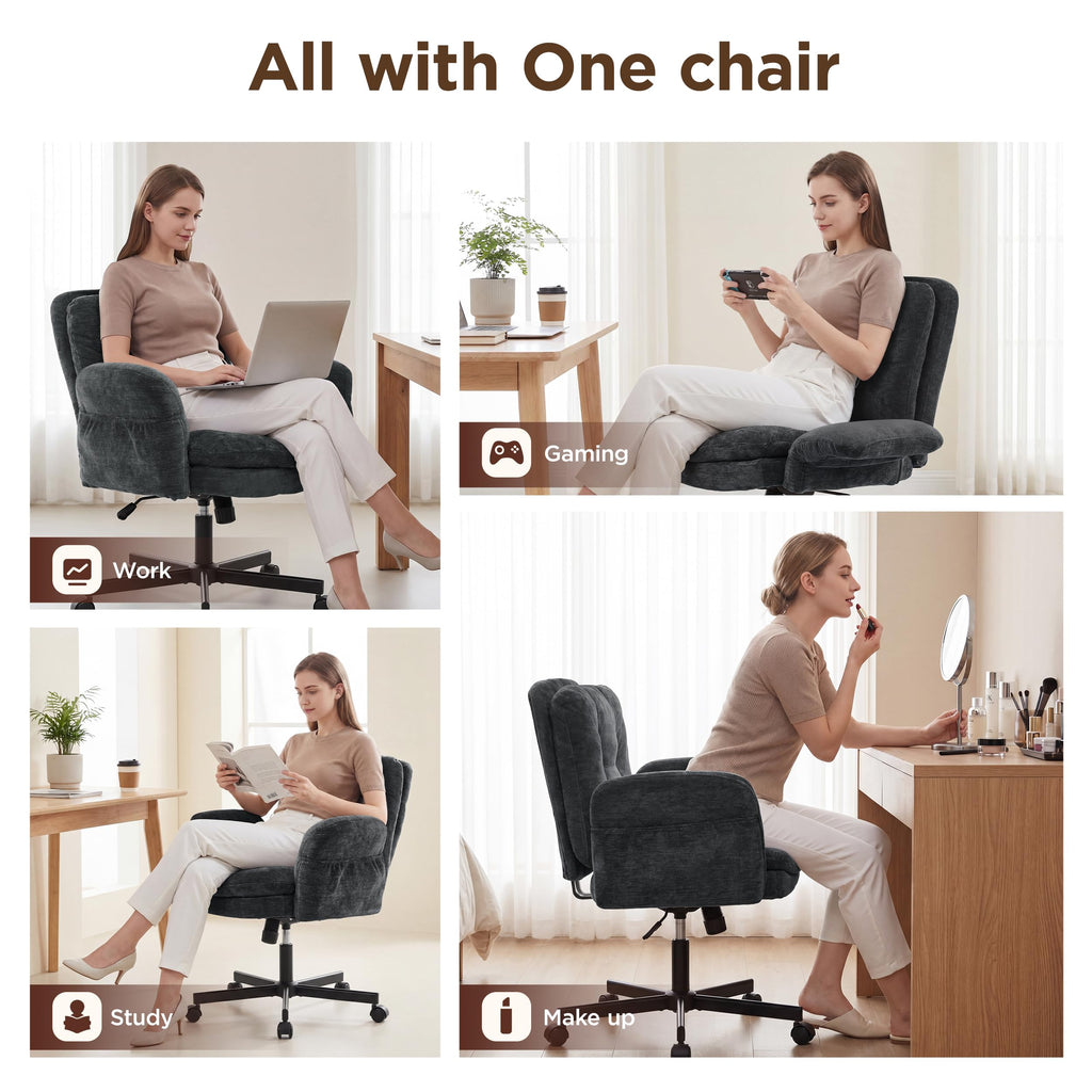 FiveWillowise Low-Back Cross-Legged Desk Chair (Multiple Colors)
