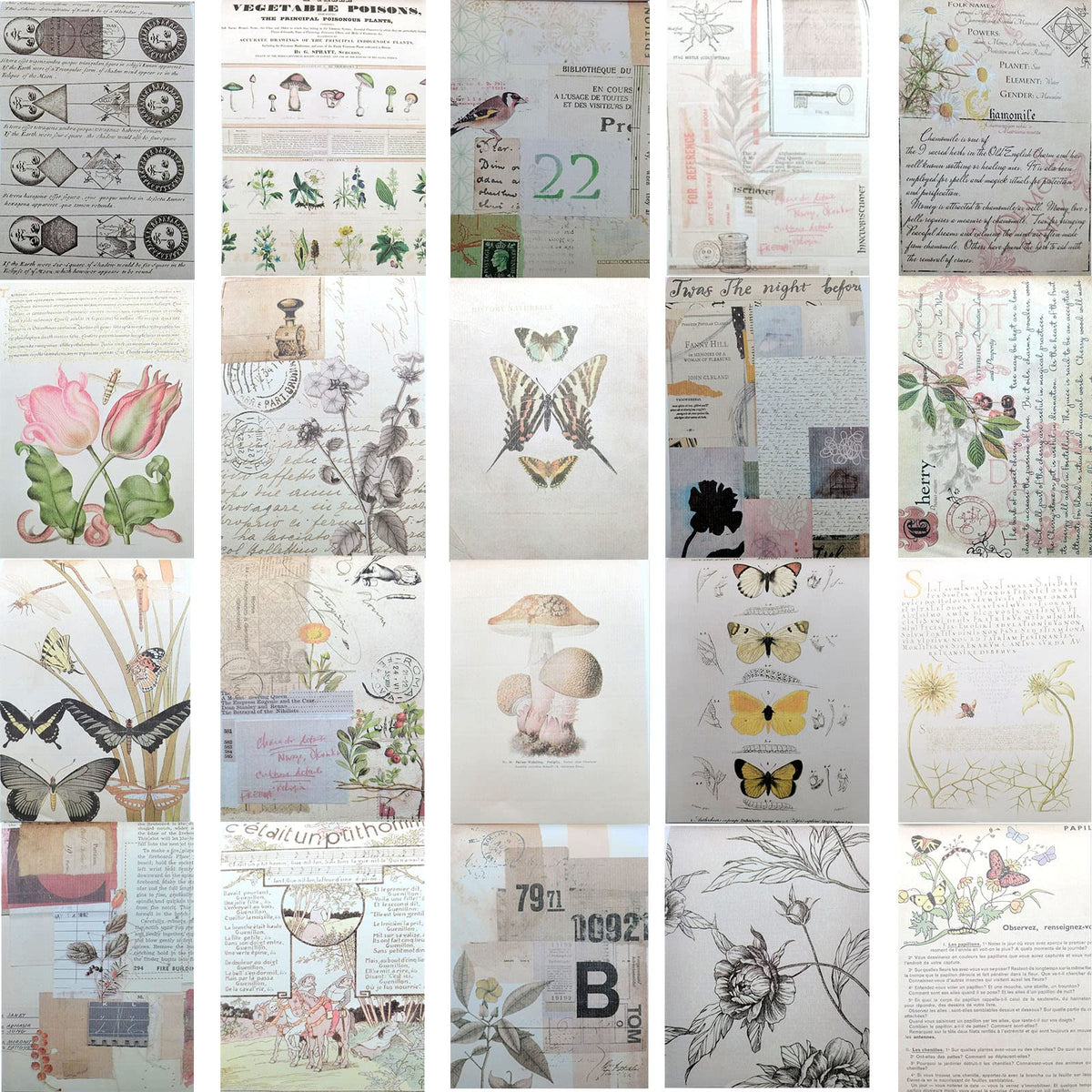 Vintage Ephemera Stickers Scrapbook Sticker Book with 439 Stickers and 20 Scrapbook Papers Sticker Book for journaling