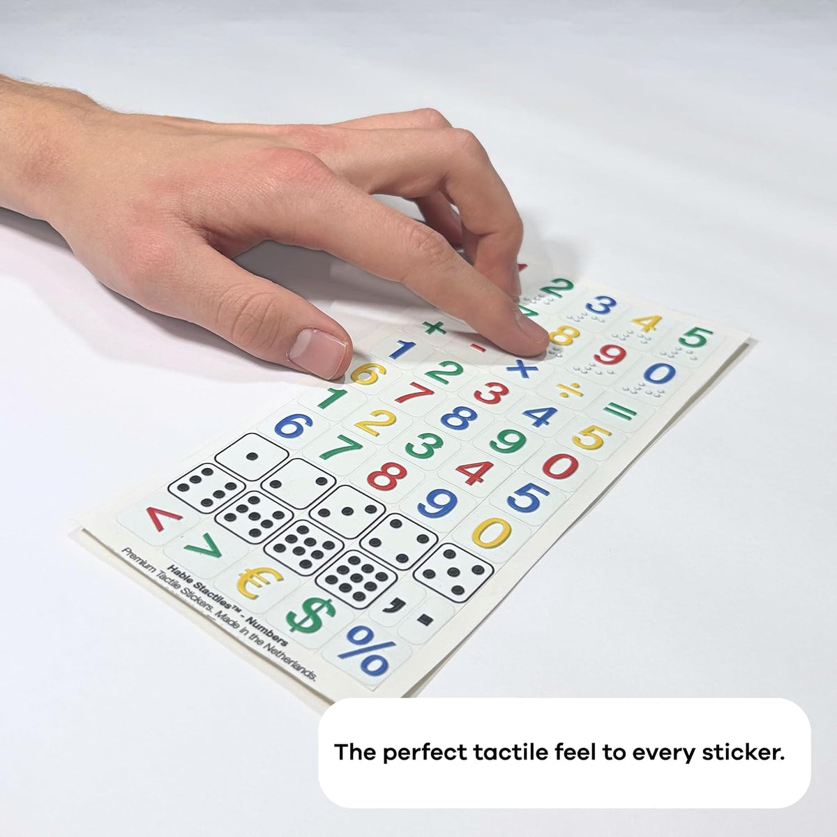 2.5D Tactile Number Stickers – Braille & Print (51 Pack)