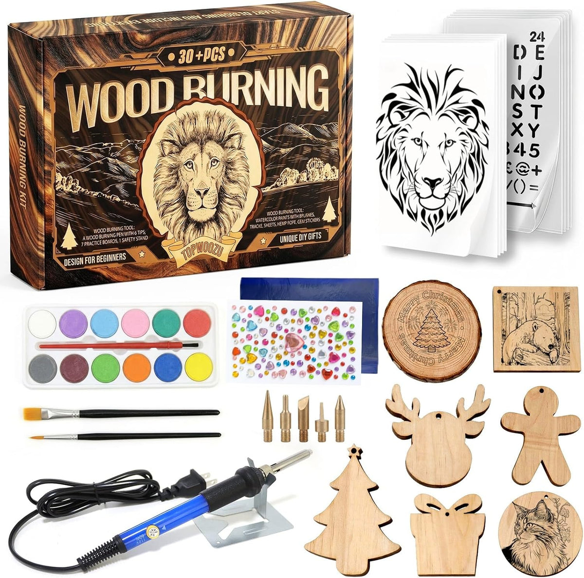 TOPWOOZU Wood Burning Tool Kit for Adults Beginners Christmas Gifts for Men
