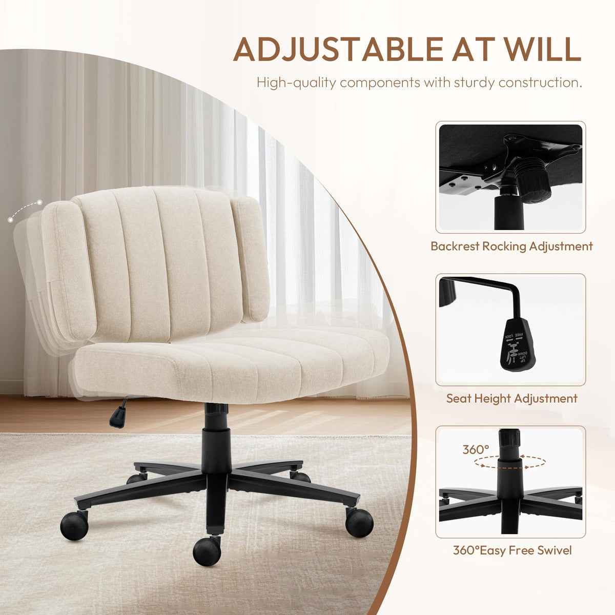 Vigosit Plush Cross-Legged Desk Chair (Multiple Colors)