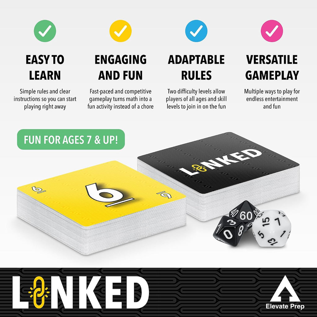 Elevate Prep: Linked — Number Linking Math Card Game (Ages 7+)