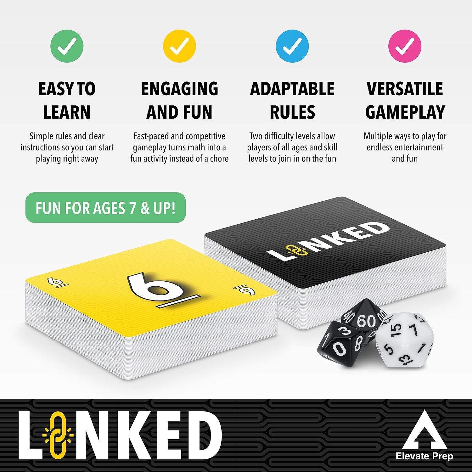 Elevate Prep: Linked — Number Linking Math Card Game (Ages 7+)