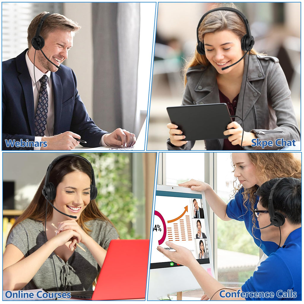 2 Pack Bulk Headphones with Microphone for Classroom Kids, On-Ear Wired Computer Headset with Rotating Mic for School Students K-12 Chromebooks PC Laptop Office Meetings