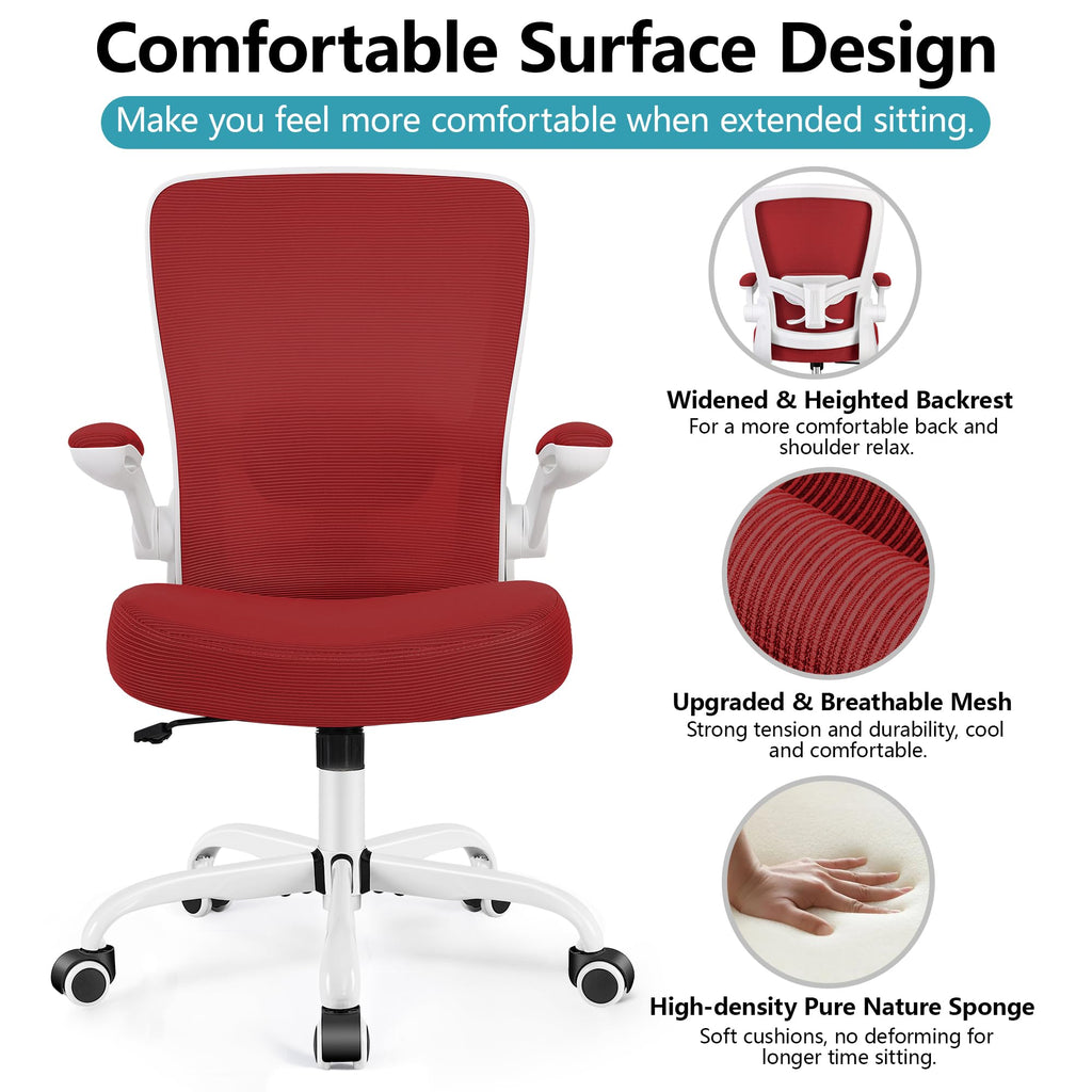 FelixKing Office Chair, Ergonomic Desk Chair Breathable Mesh Chairs Adjustable High Back Lumbar Support Flip-up Armrests, Executive Rolling Swivel Comfy Computer Chairs Home Office Black