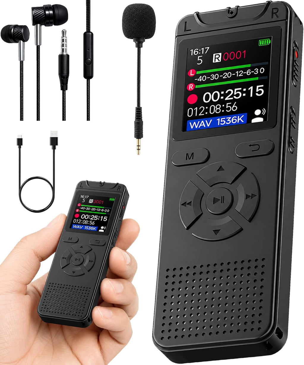 Digital Voice Recorder with Playback, 32GB Built-in Memory Storage