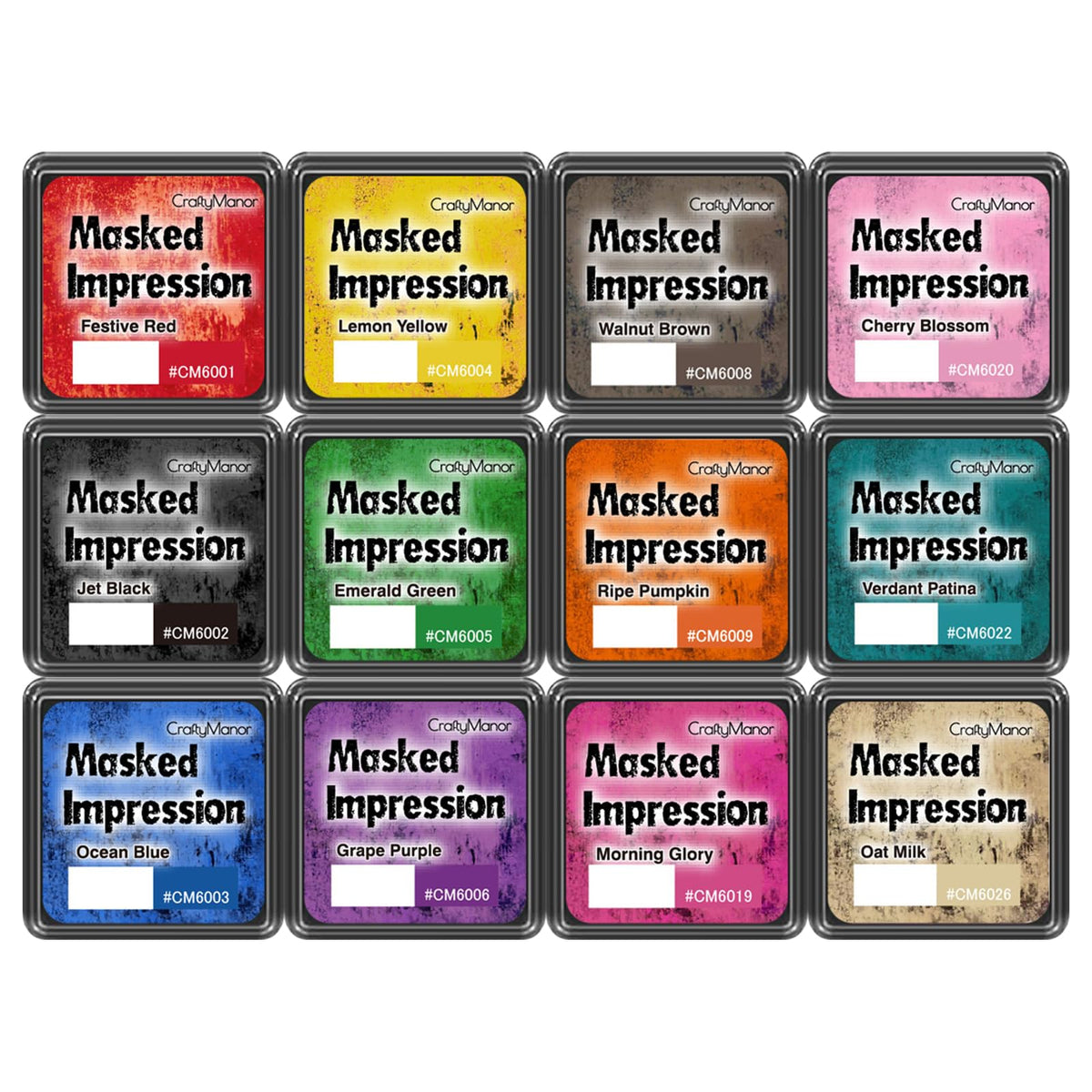 CraftyManor Masked Impression Mini Ink Pad Set – Water-Based Chalk Stamp Pads for Journaling & Scrapbooking