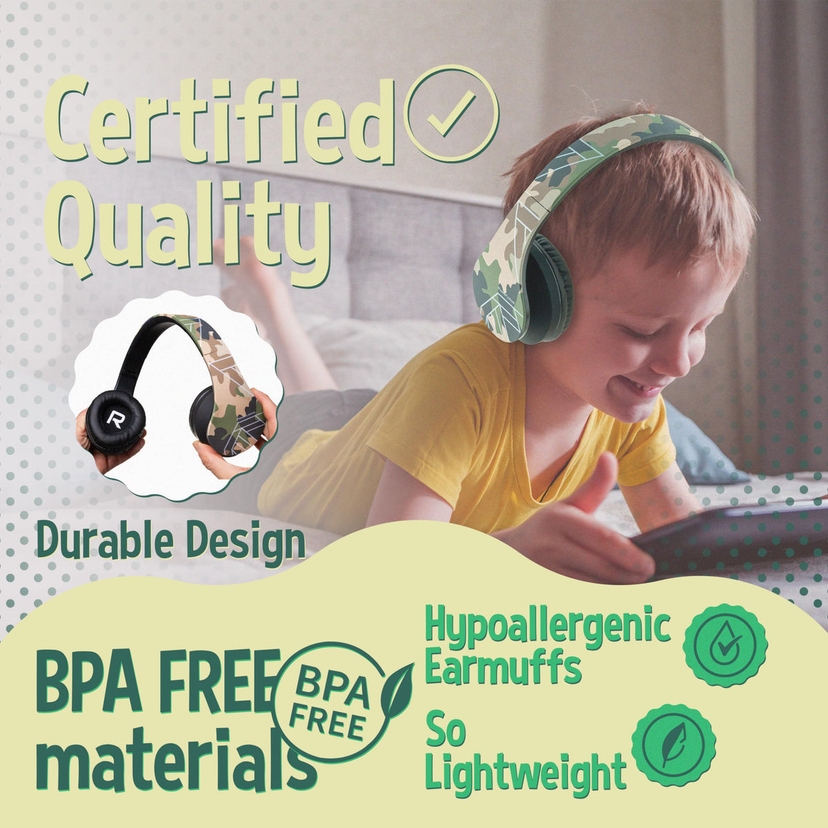 PowerLocus Kids Headphones Over-Ear, Bluetooth Wireless Headphones for Kids,with Microphone, Safe 85DB Volume Limited, Foldable with Carry Case, Audio Cable, Micro SD mode for Online Classes,PC,Phones