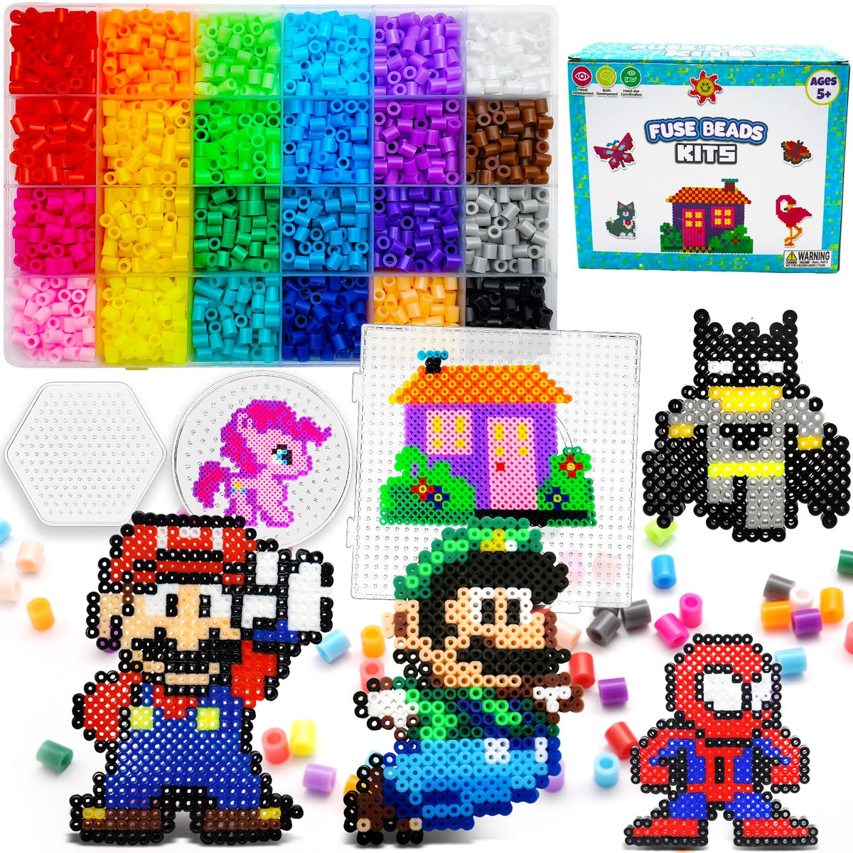 23000 5mm Fuse Beads Kit for Craft Gifts - 22 Colors | 106 Patterns