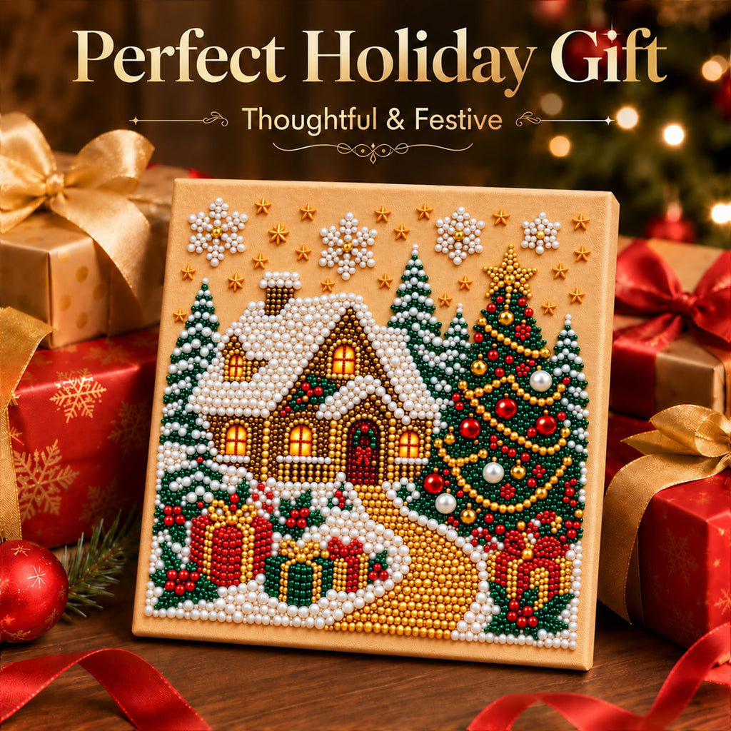 6 PCS DIY Pearl Diamond Art Kits for Adults, Wooden Christmas Ornaments