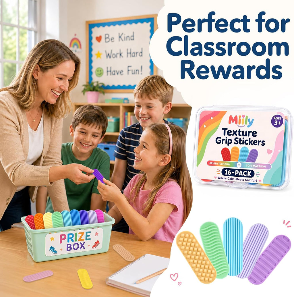 Sensory Stickers for Kids & Adults, 16 Pack Textured Classroom Calm Strips