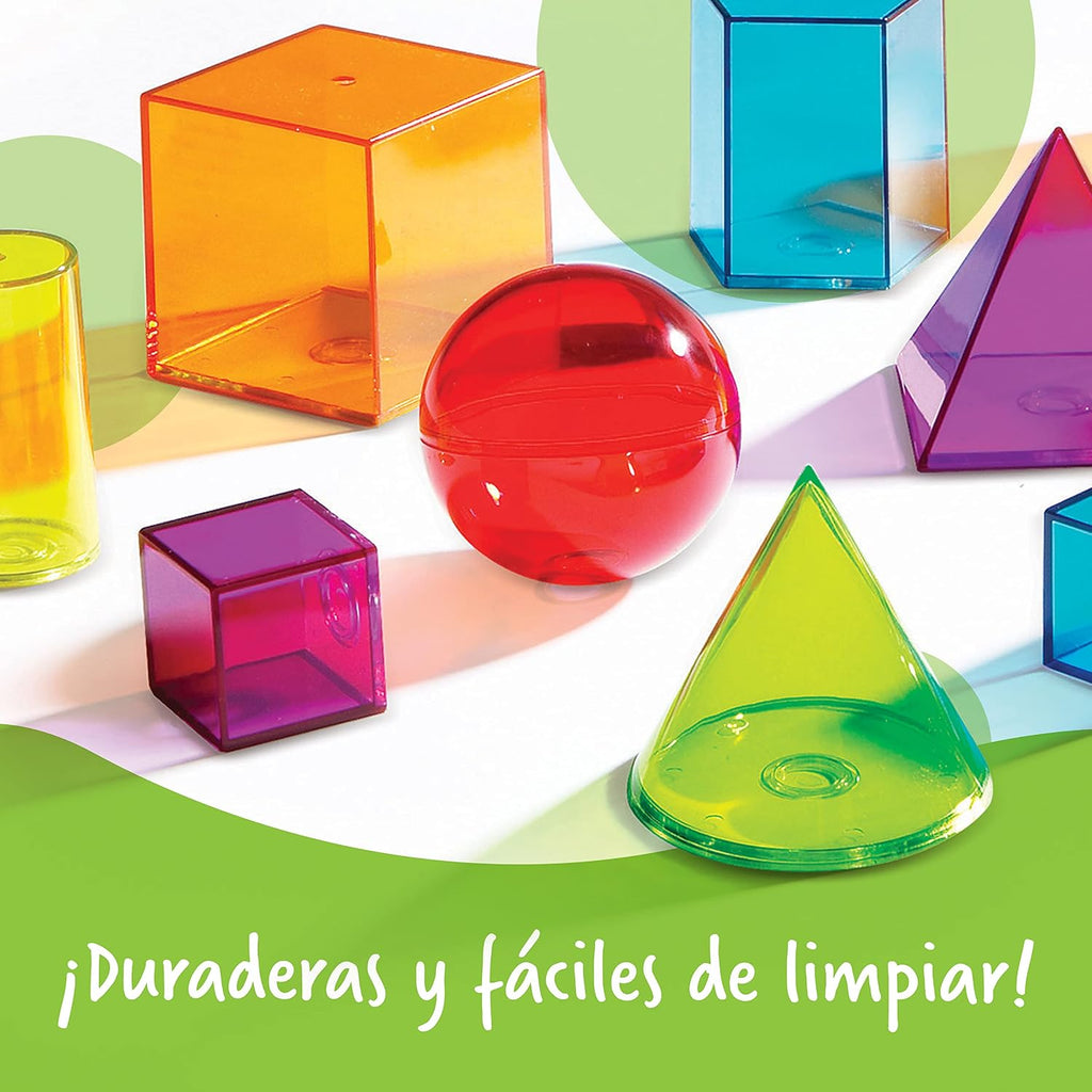 View-Thru Geometric Solids — 14-Piece Transparent 3D Shape Set (Grades K–8)