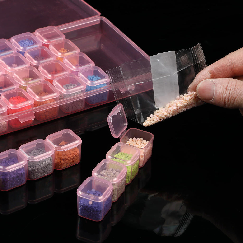 Mr. Pen- Bead Storage Containers, 28 Grids, 2 Pack, Clear White
