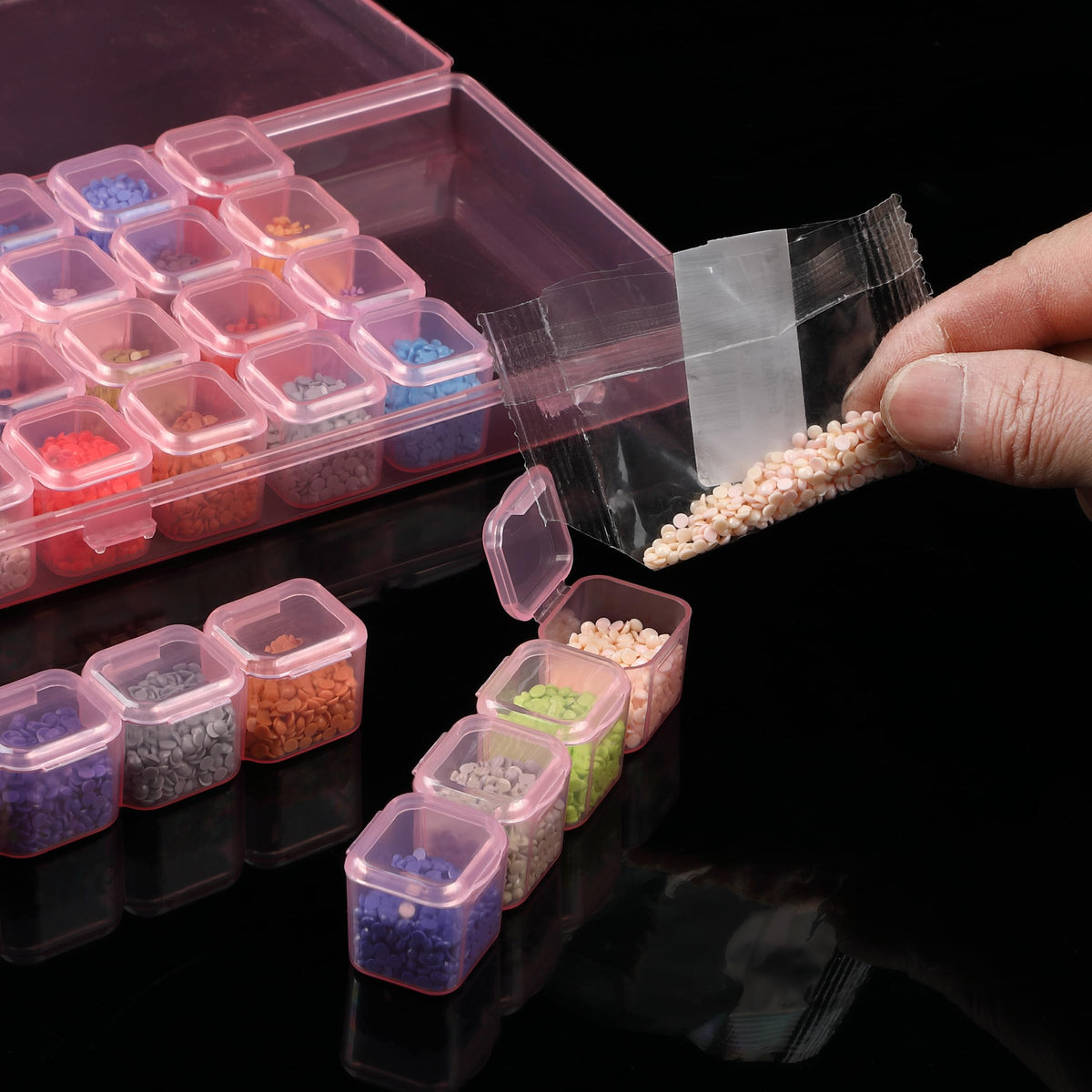 Mr. Pen- Bead Storage Containers, 28 Grids, 2 Pack, Clear White