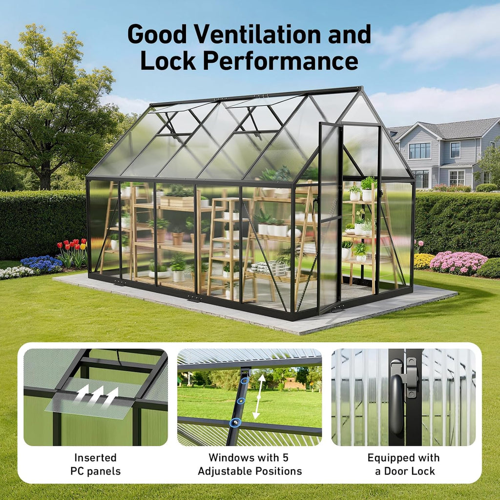 Windproof Tunnel Greenhouse with Thermometer (Multiple Sizes)