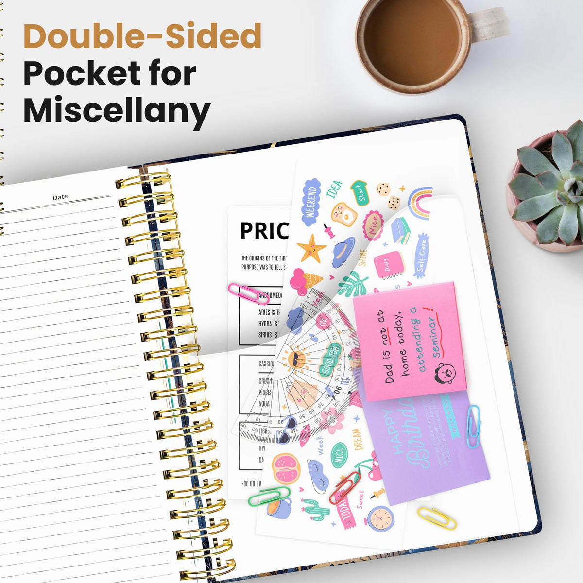 Taja Spiral Notebooks for Work 5 Subject Notebook with Removable Dividers
