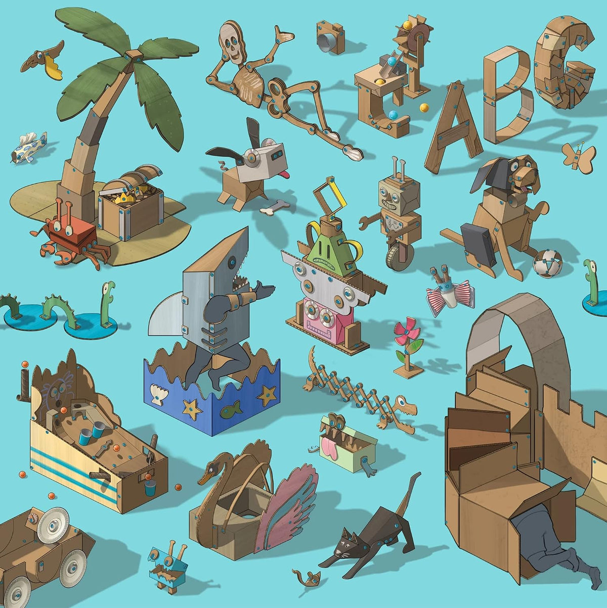 Makedo Starter | Cardboard Construction Starter Pack, 36 Pieces, Age 4+
